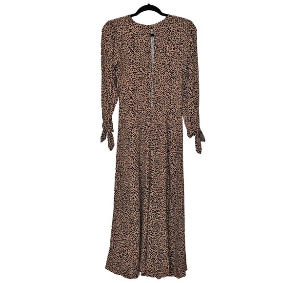 Reformation Leopard Print Port Midi Three Quarter Sleeve Dress - Size 6 - Picture 3 of 5